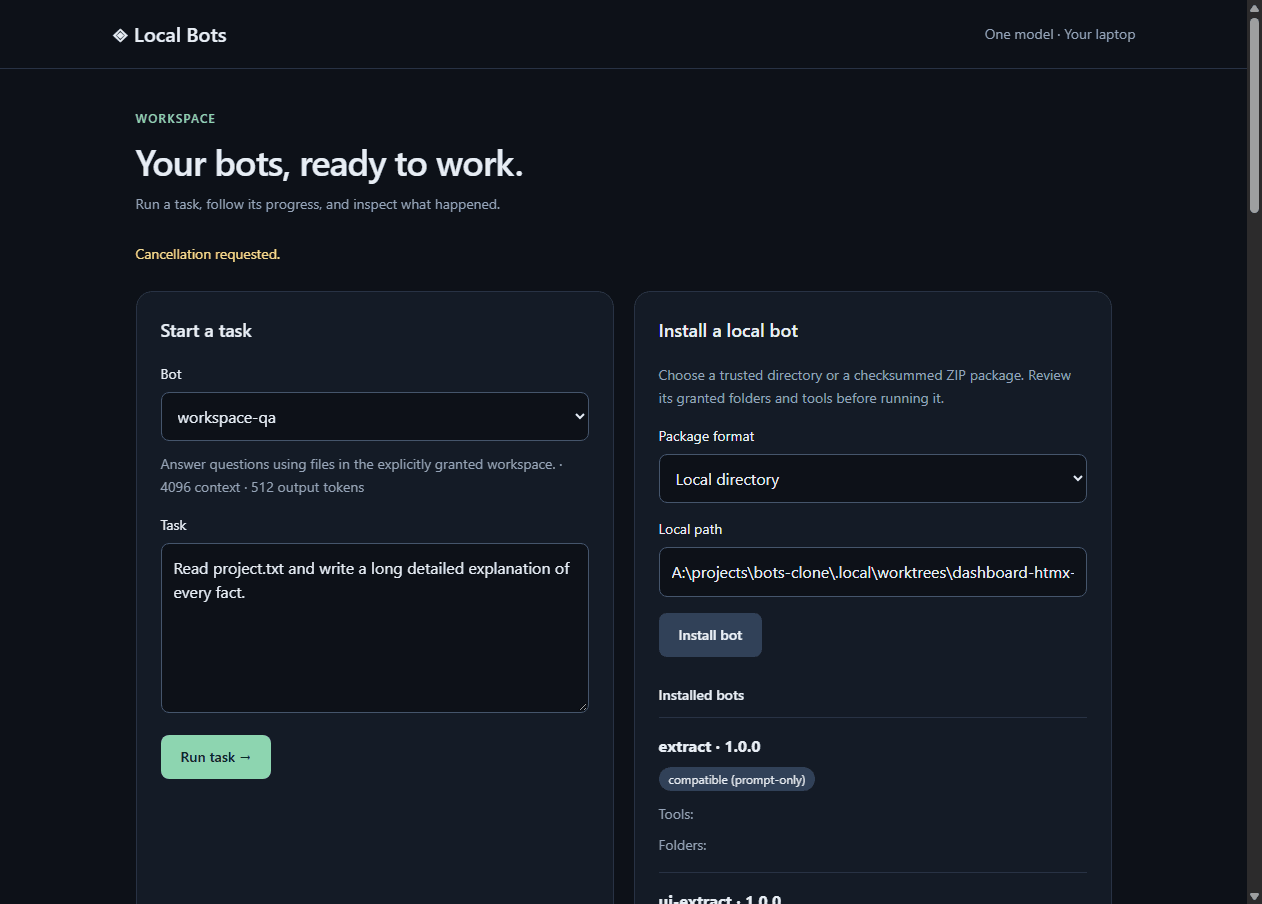Localbots interface